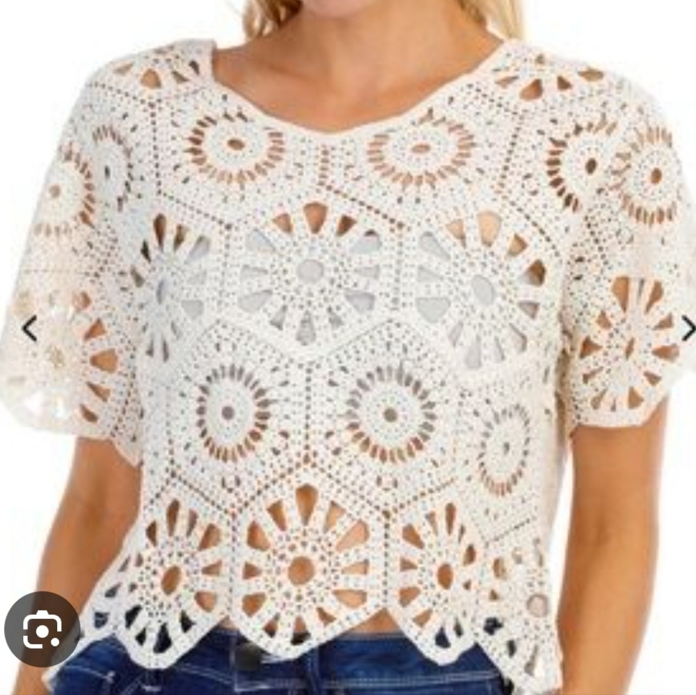 Rebellion Cream Crochet Crop Top